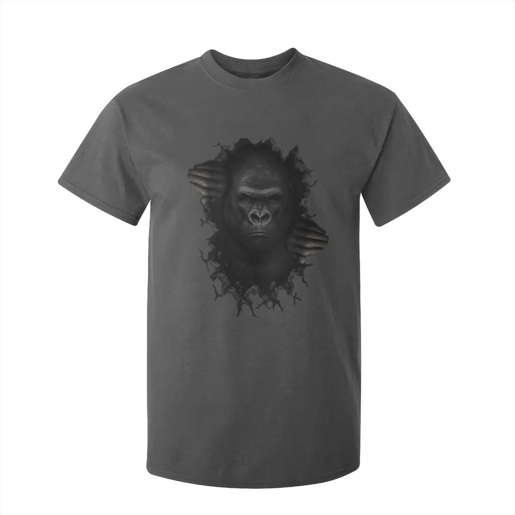 Angry Gorilla Face On Cracked Wall T Shirt For Kid Animal Lover Gift TS12 Dark Heather Print Your Wear