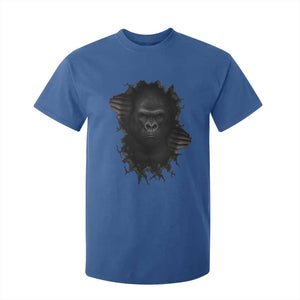 Angry Gorilla Face On Cracked Wall T Shirt For Kid Animal Lover Gift TS12 Royal Blue Print Your Wear