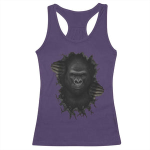 Angry Gorilla Face On Cracked Wall Racerback Tank Top Animal Lover Gift TS12 Purple Print Your Wear