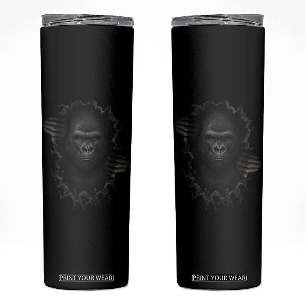 Angry Gorilla Face On Cracked Wall Skinny Tumbler Animal Lover Gift TS12 Black Print Your Wear