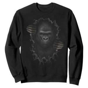 Angry Gorilla Face On Cracked Wall Sweatshirt Animal Lover Gift TS12 Black Print Your Wear