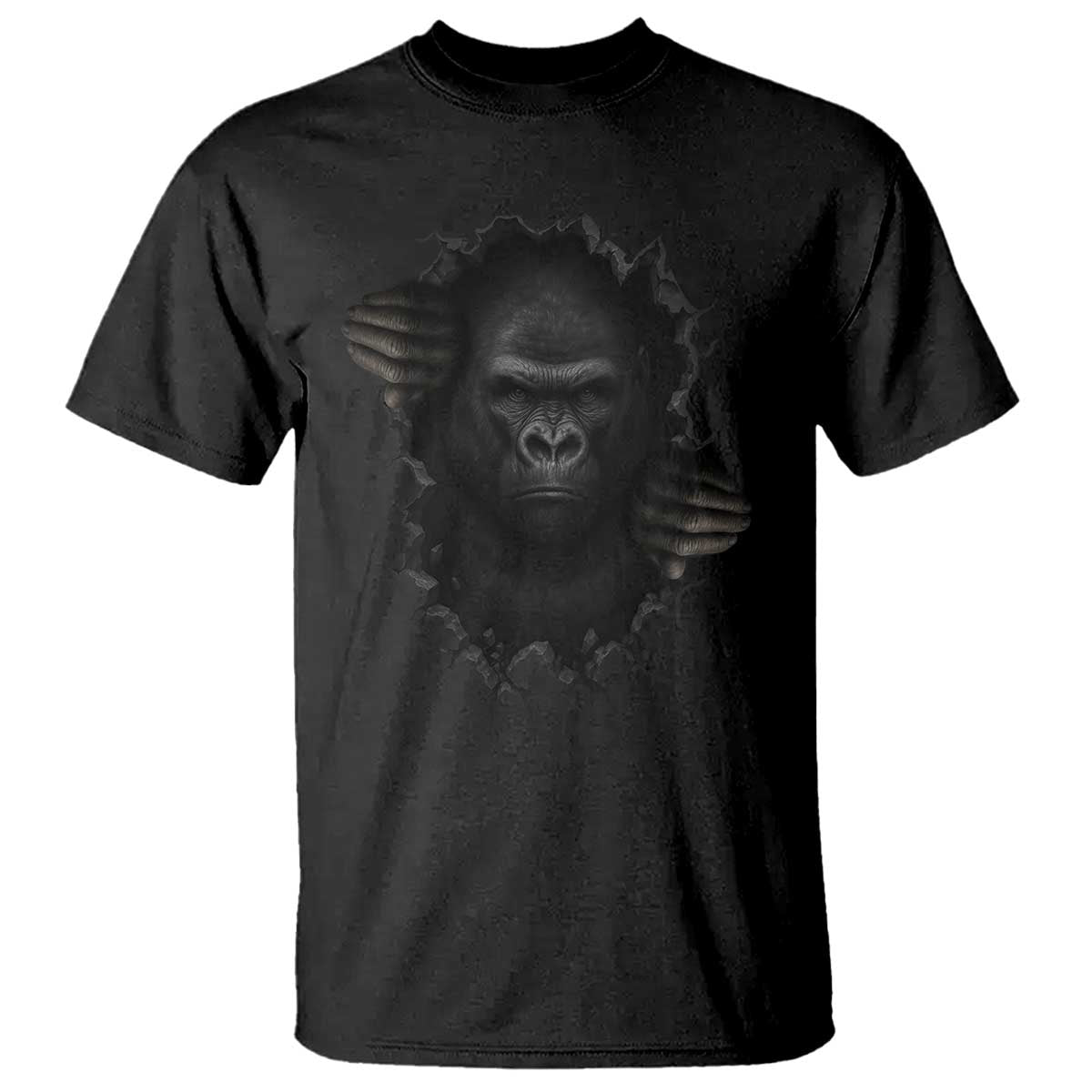 Angry Gorilla Face On Cracked Wall T Shirt Animal Lover Gift TS12 Black Print Your Wear