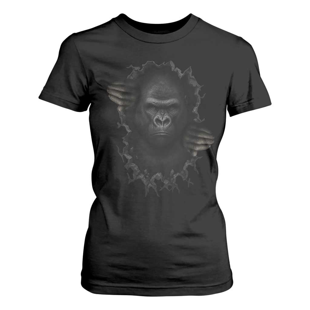 Angry Gorilla Face On Cracked Wall T Shirt For Women Animal Lover Gift TS12 Black Print Your Wear