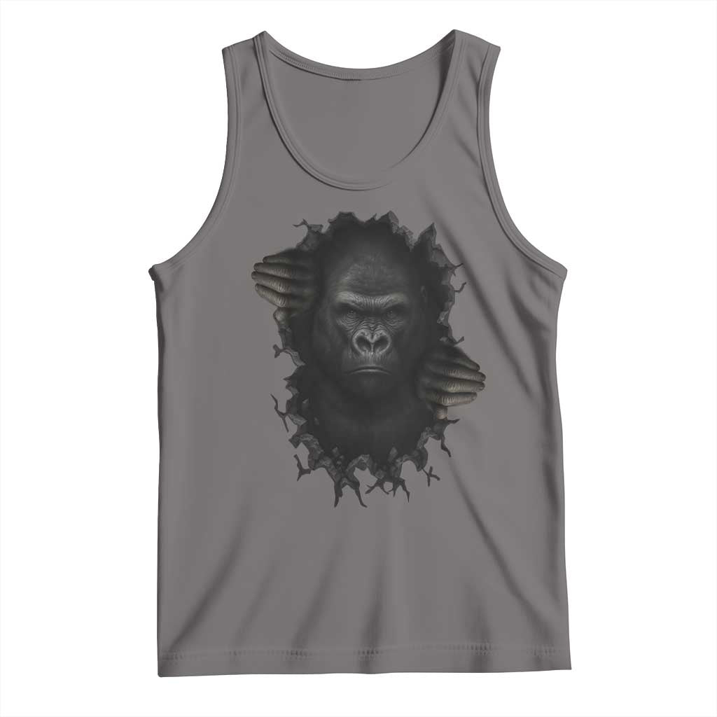 Angry Gorilla Face On Cracked Wall Tank Top Animal Lover Gift TS12 Deep Heather Print Your Wear
