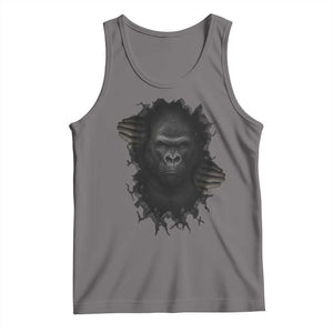 Angry Gorilla Face On Cracked Wall Tank Top Animal Lover Gift TS12 Deep Heather Print Your Wear