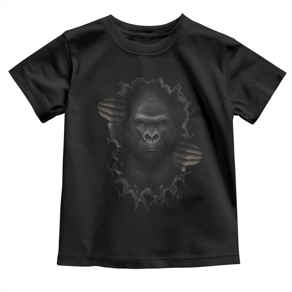 Angry Gorilla Face On Cracked Wall Toddler T Shirt Animal Lover Gift TS12 Black Print Your Wear