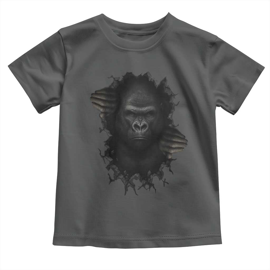 Angry Gorilla Face On Cracked Wall Toddler T Shirt Animal Lover Gift TS12 Dark Heather Print Your Wear
