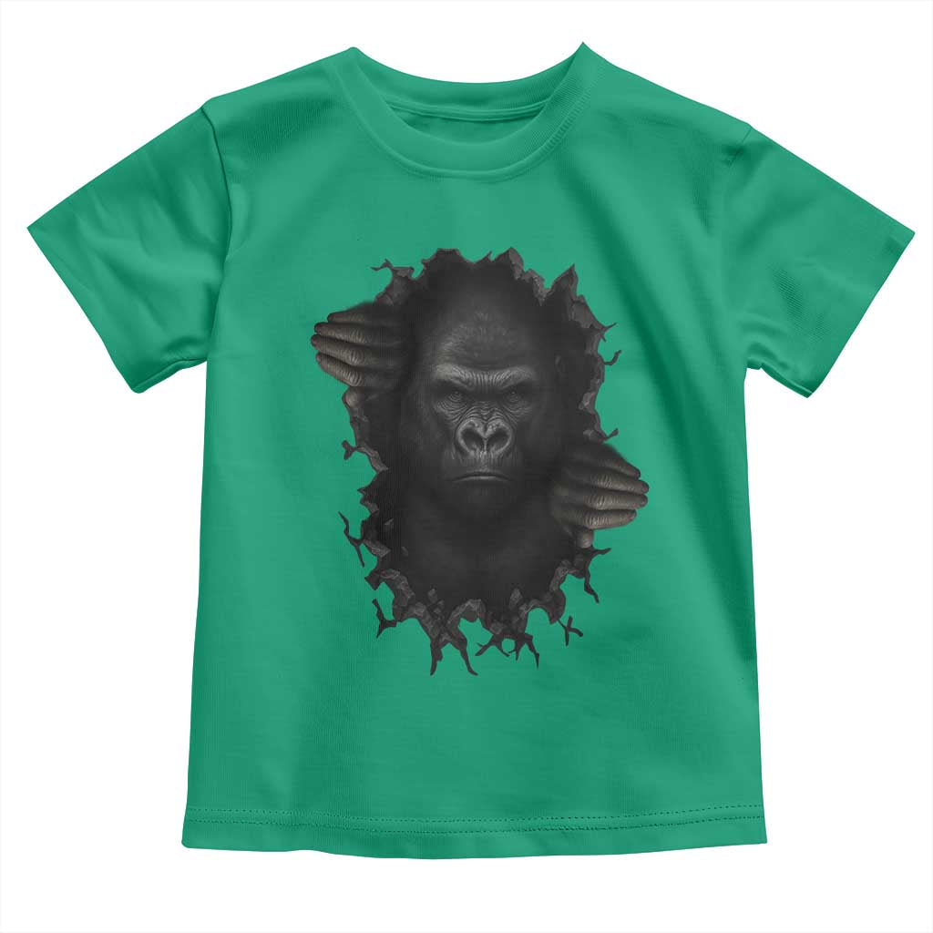 Angry Gorilla Face On Cracked Wall Toddler T Shirt Animal Lover Gift TS12 Irish Green Print Your Wear