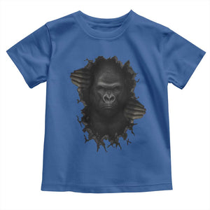 Angry Gorilla Face On Cracked Wall Toddler T Shirt Animal Lover Gift TS12 Royal Blue Print Your Wear