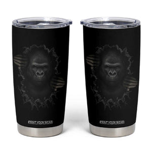 Angry Gorilla Face On Cracked Wall Tumbler Cup Animal Lover Gift TS12 Black Print Your Wear