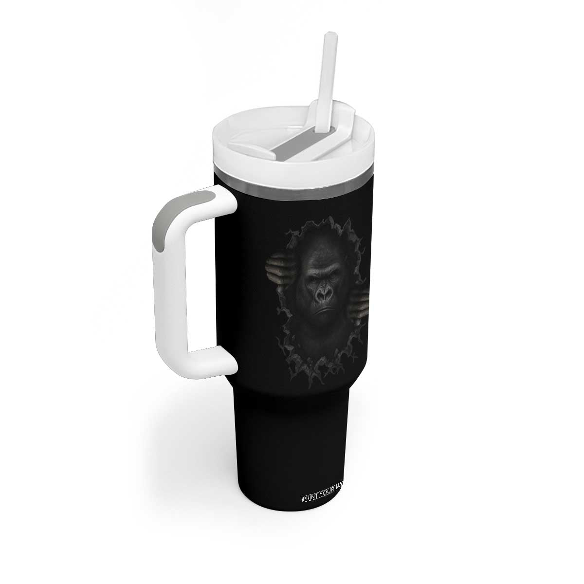 Angry Gorilla Face On Cracked Wall Tumbler With Handle Animal Lover Gift TS12 Print Your Wear