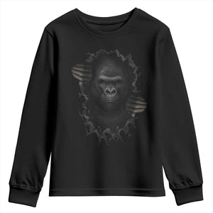 Angry Gorilla Face On Cracked Wall Youth Sweatshirt Animal Lover Gift TS12 Black Print Your Wear