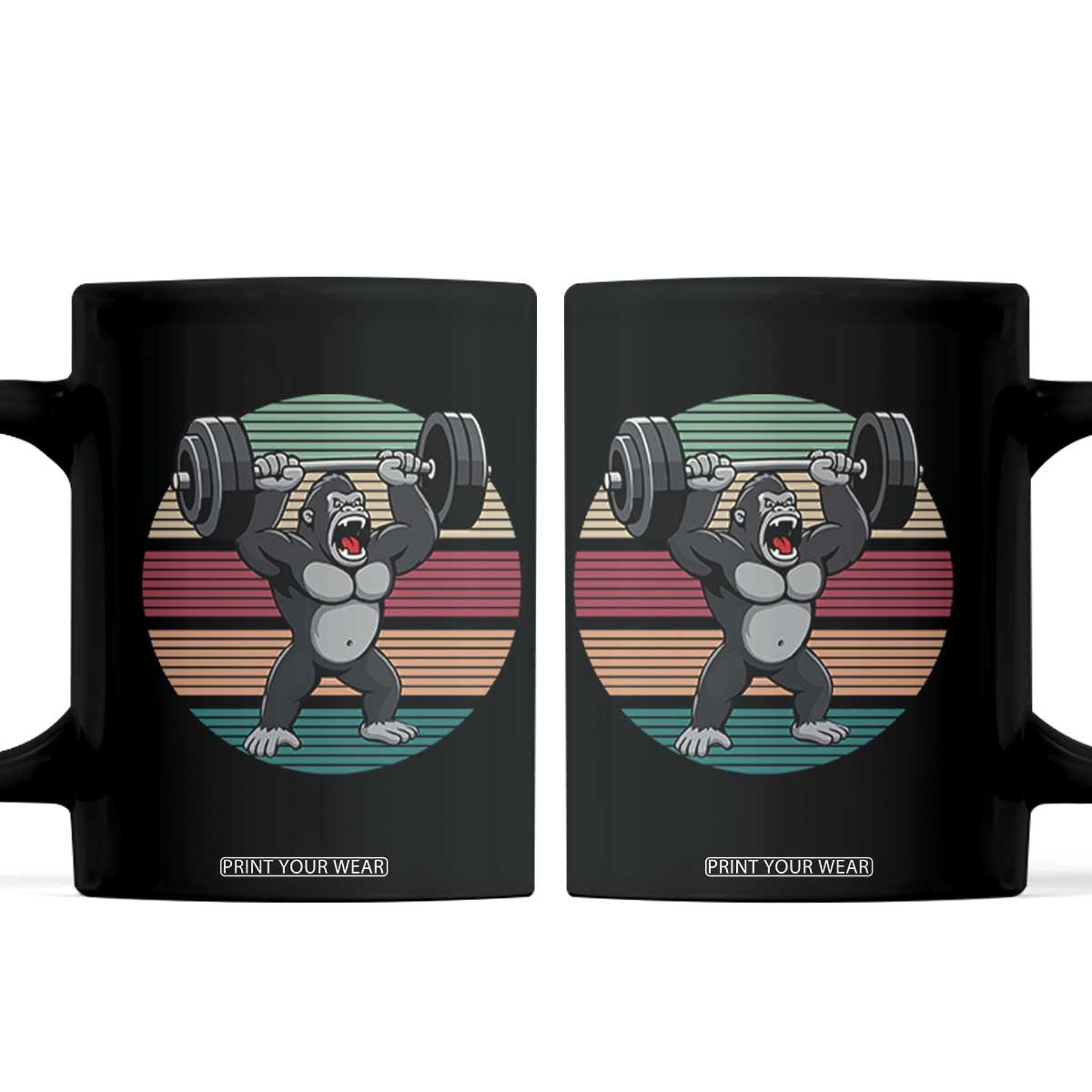 Fitness Lover Gift Coffee Mug Powerlifting Gorilla Strength TS12 Black Print Your Wear
