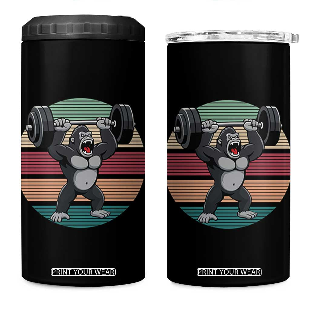 Fitness Lover Gift 4 in 1 Can Cooler Tumbler Powerlifting Gorilla Strength TS12 One Size: 16 oz Black Print Your Wear