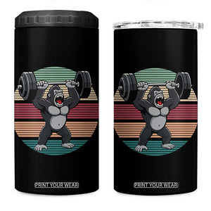 Fitness Lover Gift 4 in 1 Can Cooler Tumbler Powerlifting Gorilla Strength TS12 One Size: 16 oz Black Print Your Wear