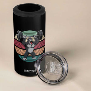 Fitness Lover Gift 4 in 1 Can Cooler Tumbler Powerlifting Gorilla Strength TS12 Print Your Wear