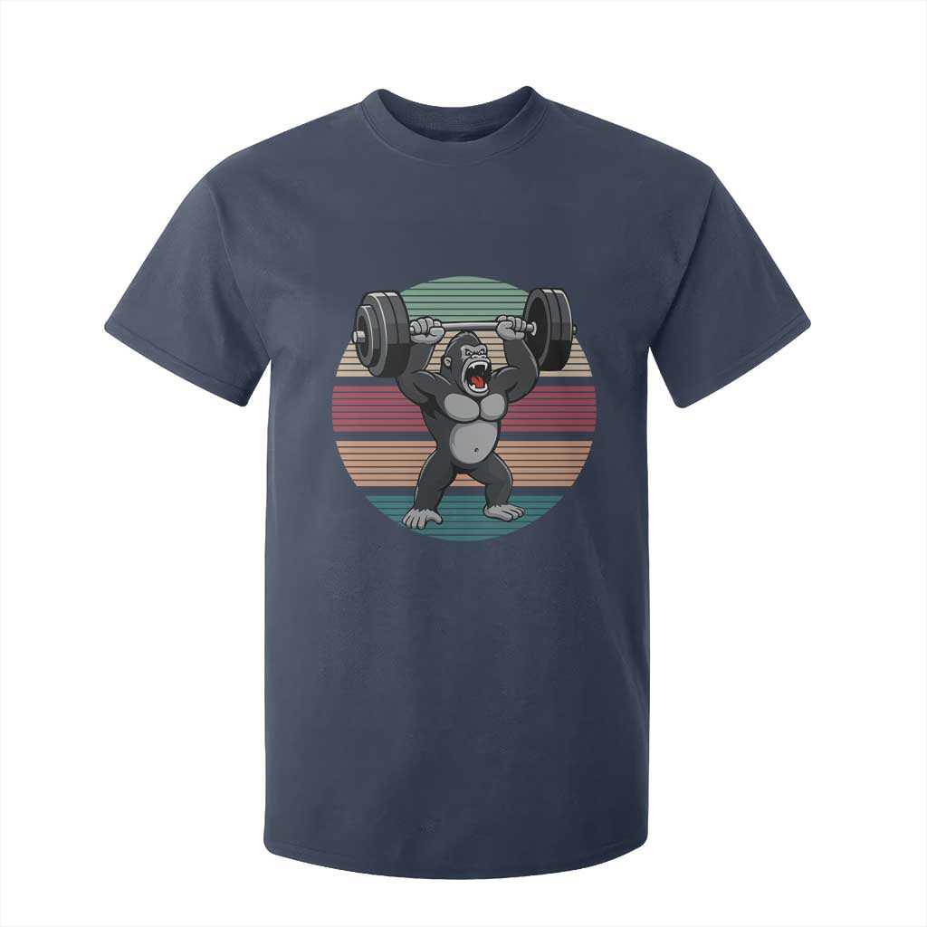 Fitness Lover Gift T Shirt For Kid Powerlifting Gorilla Strength TS12 Navy Print Your Wear