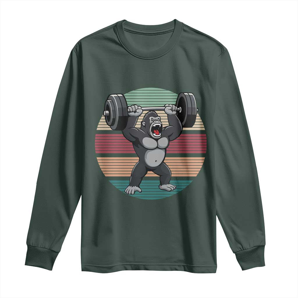 Fitness Lover Gift Long Sleeve Shirt Powerlifting Gorilla Strength TS12 Dark Forest Green Print Your Wear