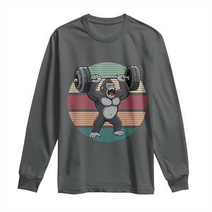 Fitness Lover Gift Long Sleeve Shirt Powerlifting Gorilla Strength TS12 Dark Heather Print Your Wear