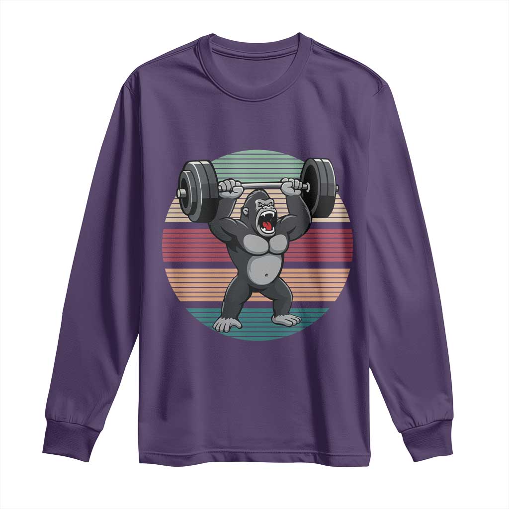 Fitness Lover Gift Long Sleeve Shirt Powerlifting Gorilla Strength TS12 Purple Print Your Wear