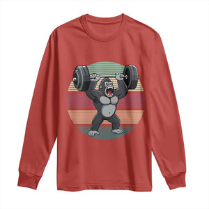 Fitness Lover Gift Long Sleeve Shirt Powerlifting Gorilla Strength TS12 Red Print Your Wear