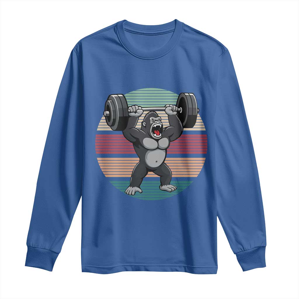 Fitness Lover Gift Long Sleeve Shirt Powerlifting Gorilla Strength TS12 Royal Blue Print Your Wear