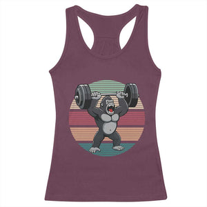 Fitness Lover Gift Racerback Tank Top Powerlifting Gorilla Strength TS12 Maroon Print Your Wear