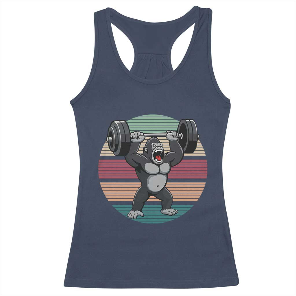 Fitness Lover Gift Racerback Tank Top Powerlifting Gorilla Strength TS12 Navy Print Your Wear