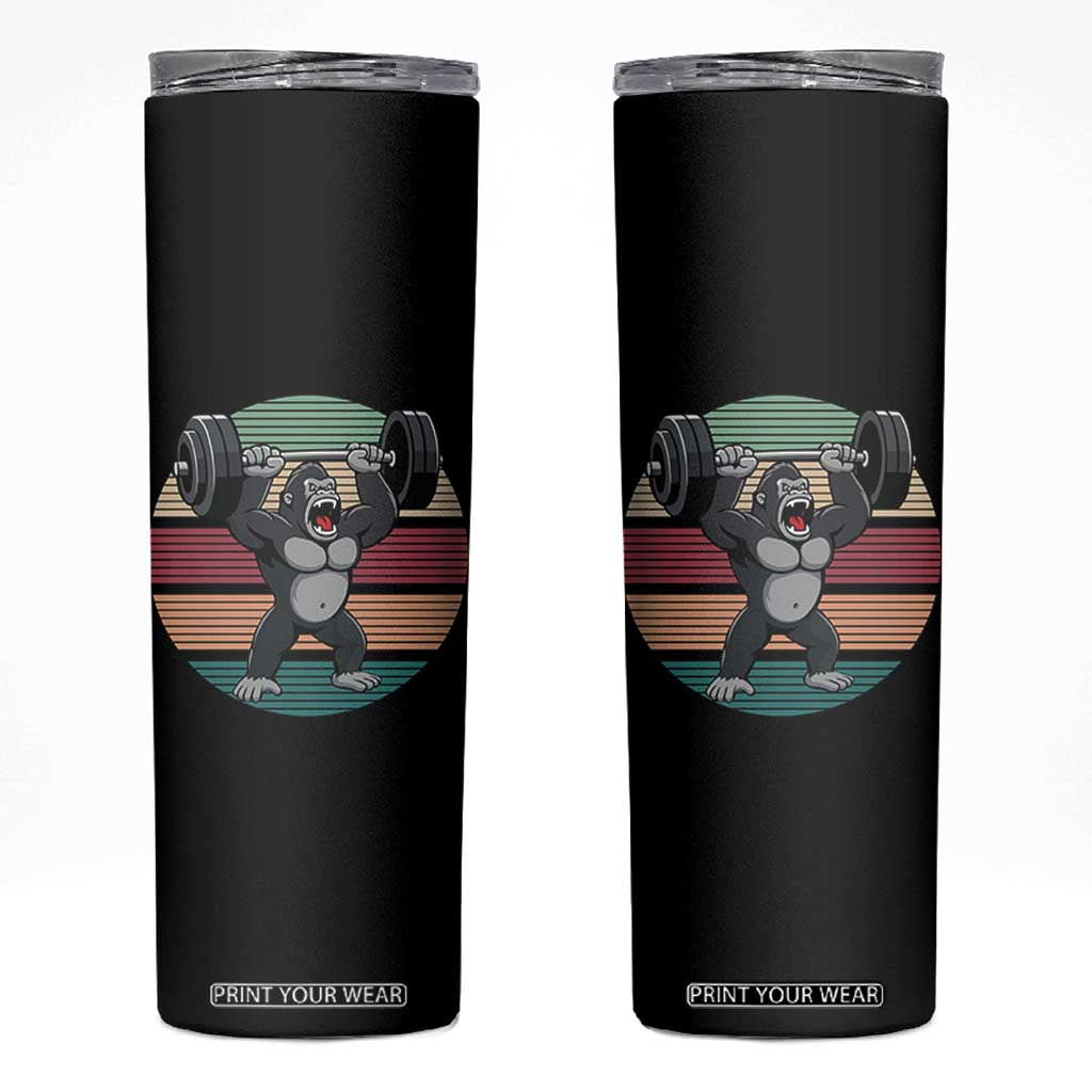 Fitness Lover Gift Skinny Tumbler Powerlifting Gorilla Strength TS12 Black Print Your Wear