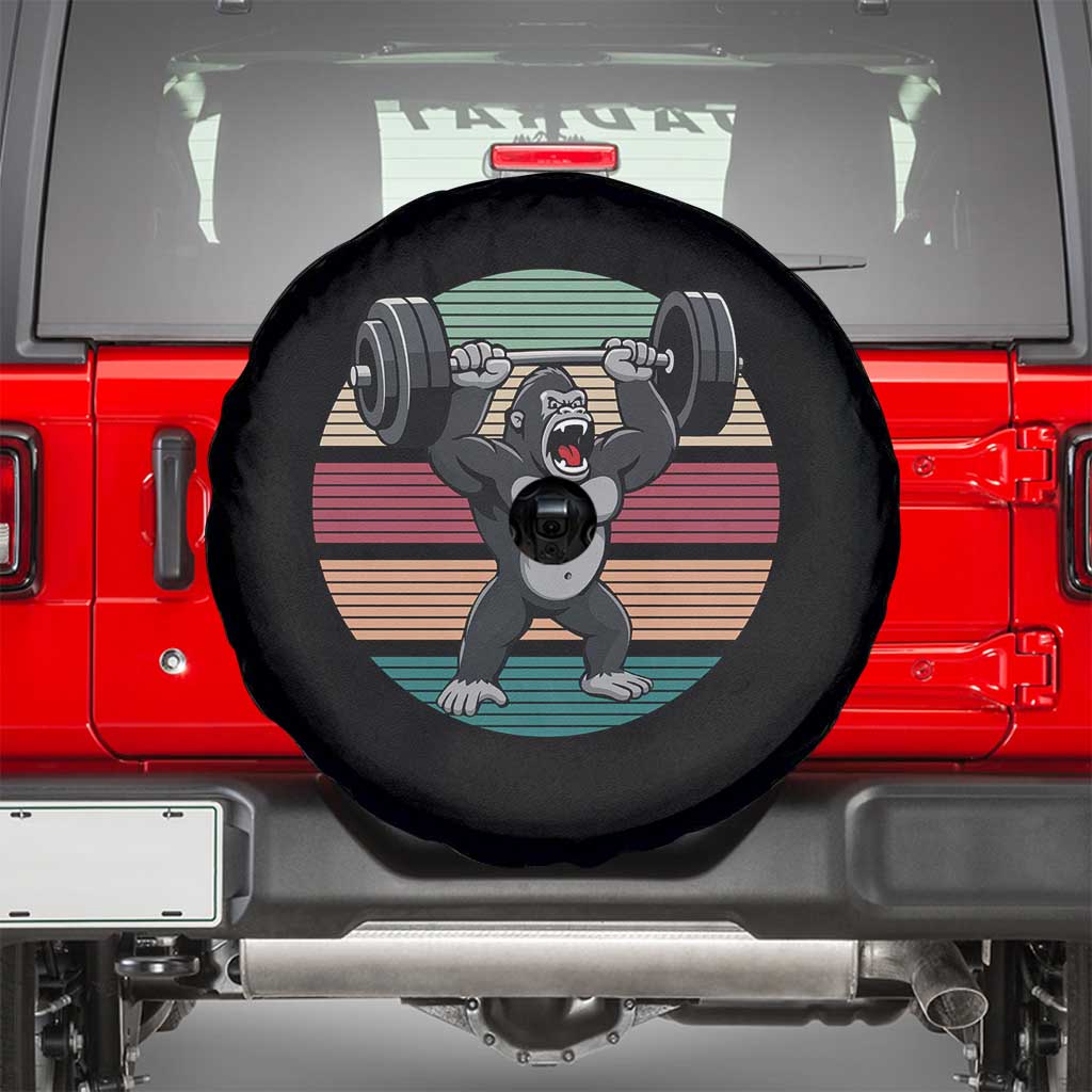 Fitness Lover Gift Spare Tire Cover Powerlifting Gorilla Strength TS12 Black Print Your Wear
