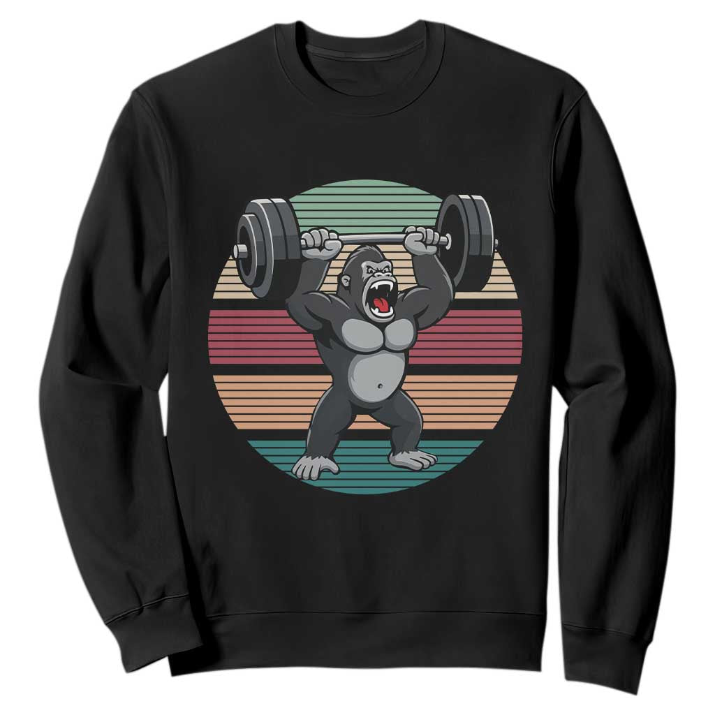 Fitness Lover Gift Sweatshirt Powerlifting Gorilla Strength TS12 Black Print Your Wear