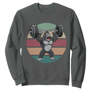 Fitness Lover Gift Sweatshirt Powerlifting Gorilla Strength TS12 Dark Heather Print Your Wear