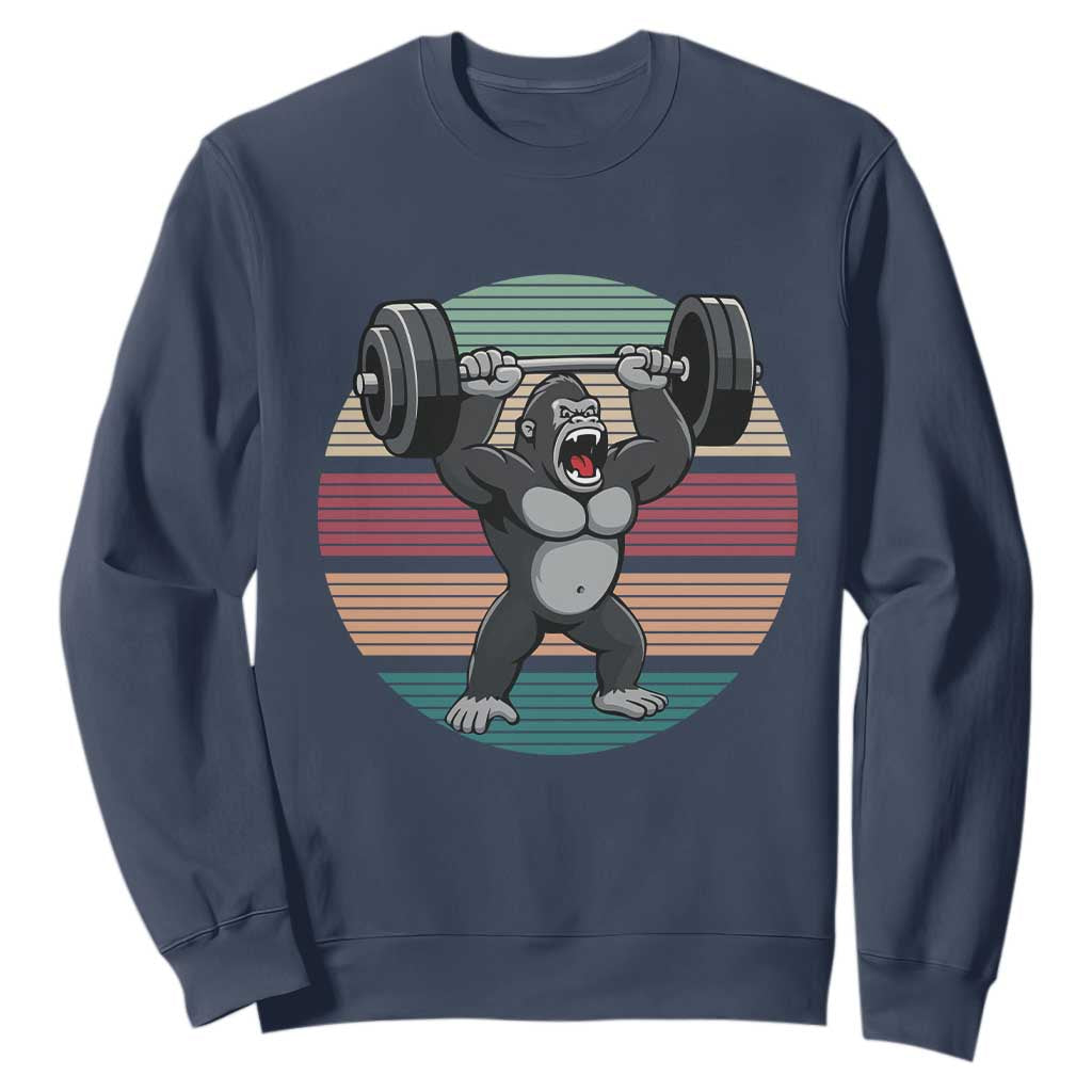 Fitness Lover Gift Sweatshirt Powerlifting Gorilla Strength TS12 Navy Print Your Wear