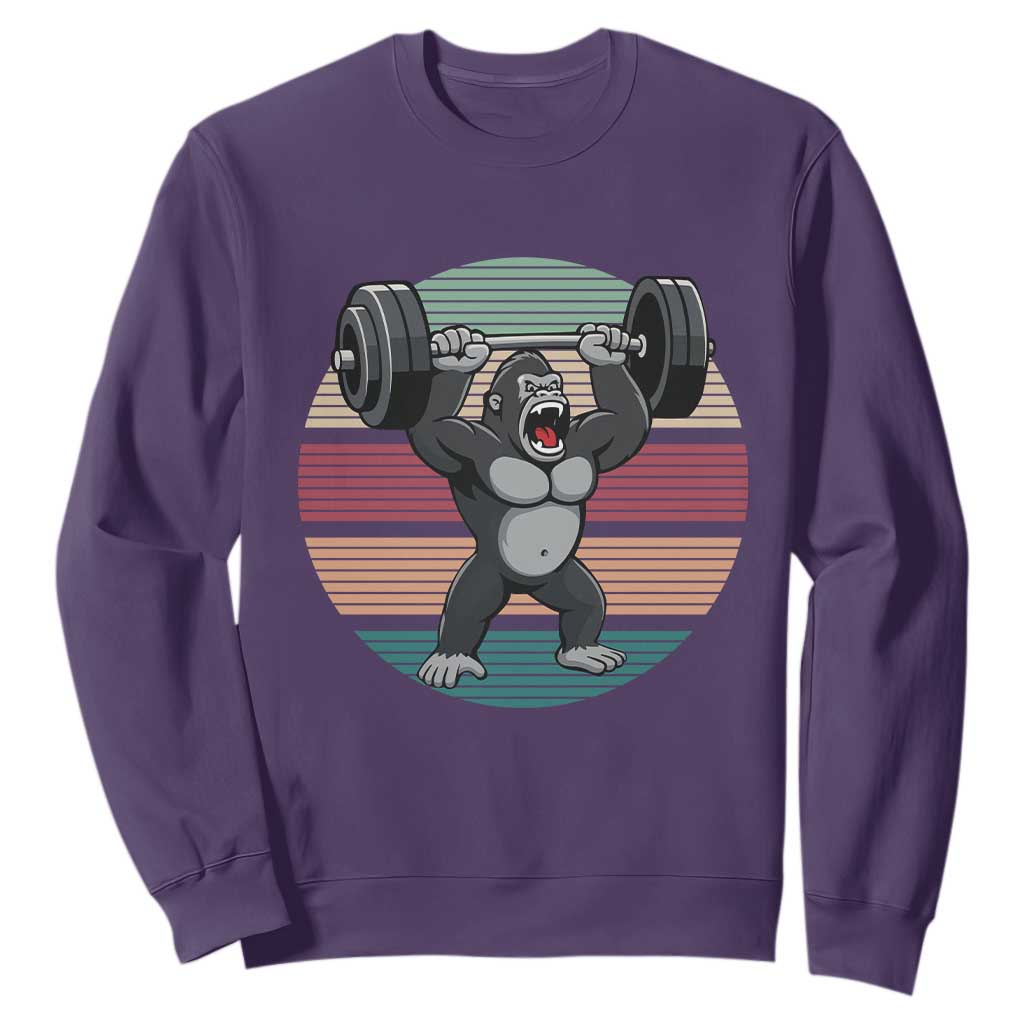 Fitness Lover Gift Sweatshirt Powerlifting Gorilla Strength TS12 Purple Print Your Wear