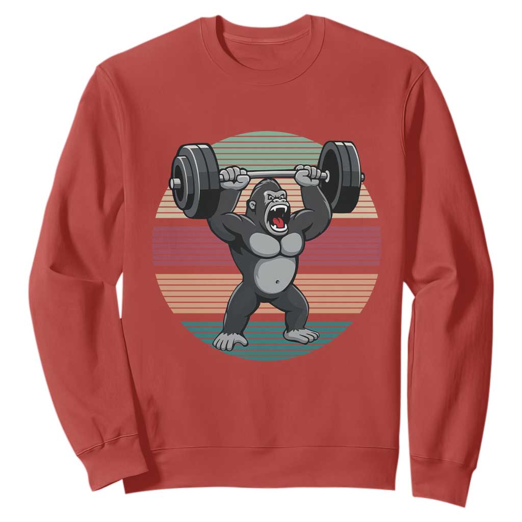 Fitness Lover Gift Sweatshirt Powerlifting Gorilla Strength TS12 Red Print Your Wear