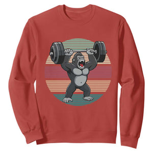 Fitness Lover Gift Sweatshirt Powerlifting Gorilla Strength TS12 Red Print Your Wear