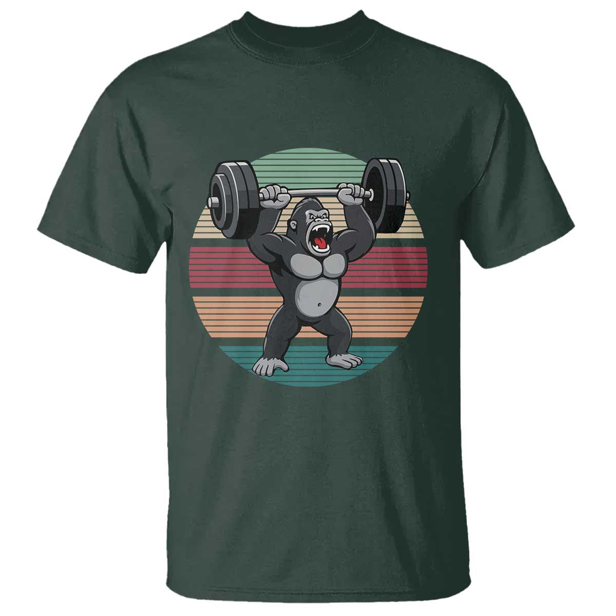 Fitness Lover Gift T Shirt Powerlifting Gorilla Strength TS12 Dark Forest Green Print Your Wear