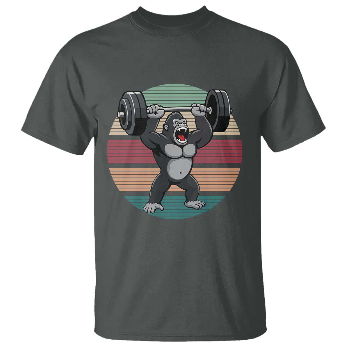 Fitness Lover Gift T Shirt Powerlifting Gorilla Strength TS12 Dark Heather Print Your Wear