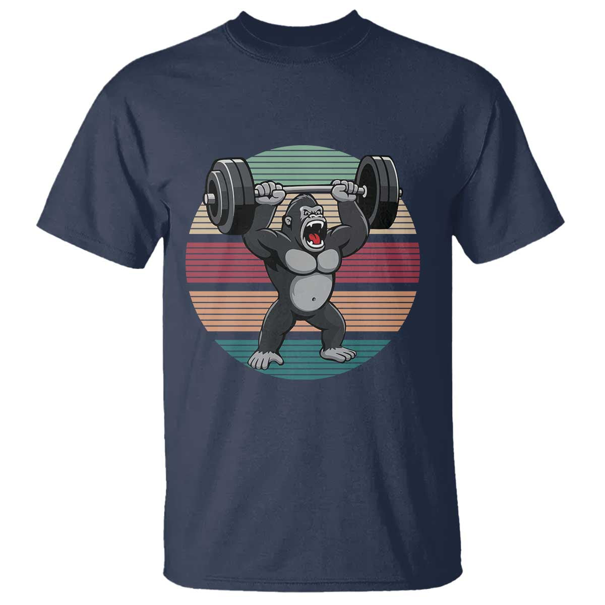 Fitness Lover Gift T Shirt Powerlifting Gorilla Strength TS12 Navy Print Your Wear