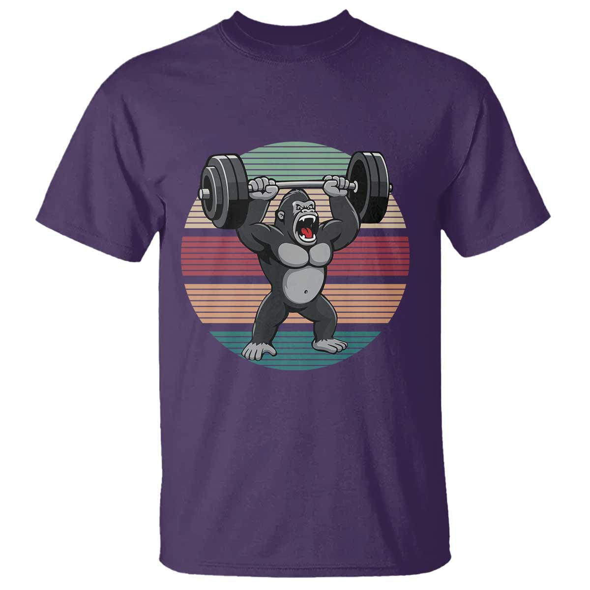 Fitness Lover Gift T Shirt Powerlifting Gorilla Strength TS12 Purple Print Your Wear