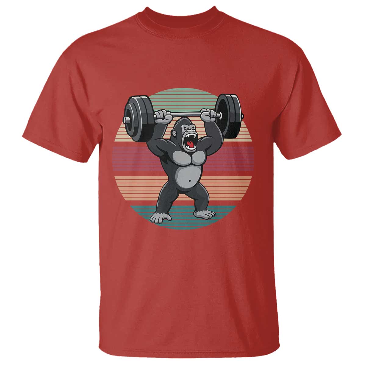 Fitness Lover Gift T Shirt Powerlifting Gorilla Strength TS12 Red Print Your Wear
