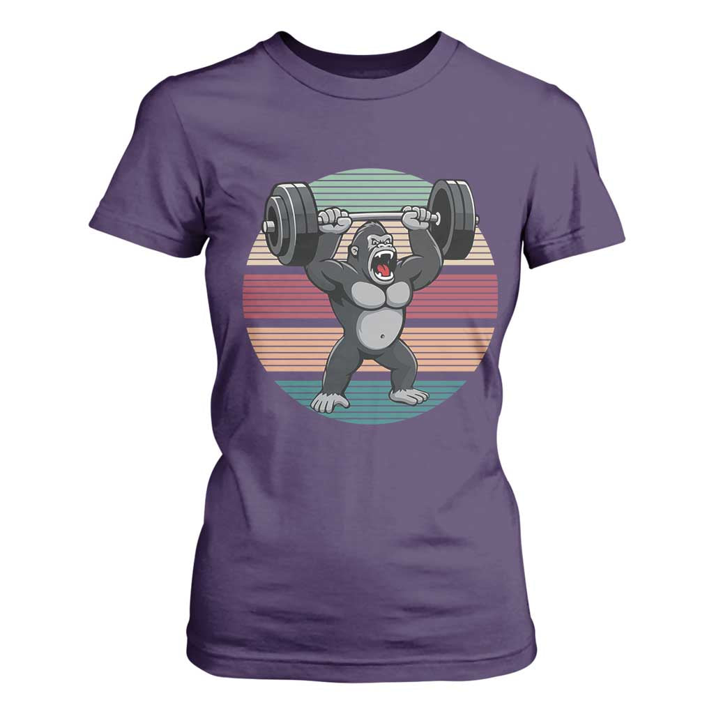 Fitness Lover Gift T Shirt For Women Powerlifting Gorilla Strength TS12 Purple Print Your Wear