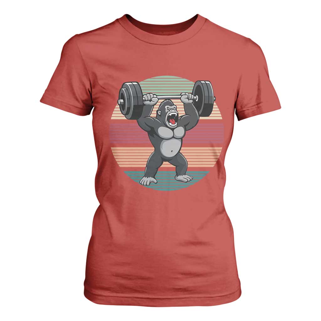 Fitness Lover Gift T Shirt For Women Powerlifting Gorilla Strength TS12 Red Print Your Wear