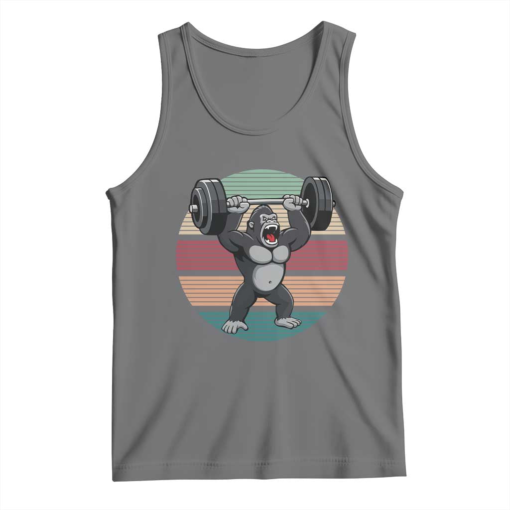 Fitness Lover Gift Tank Top Powerlifting Gorilla Strength TS12 Black Heather Print Your Wear