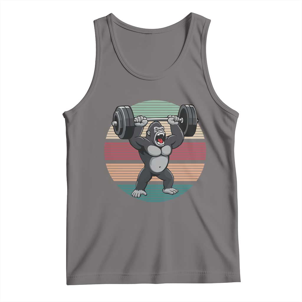 Fitness Lover Gift Tank Top Powerlifting Gorilla Strength TS12 Deep Heather Print Your Wear