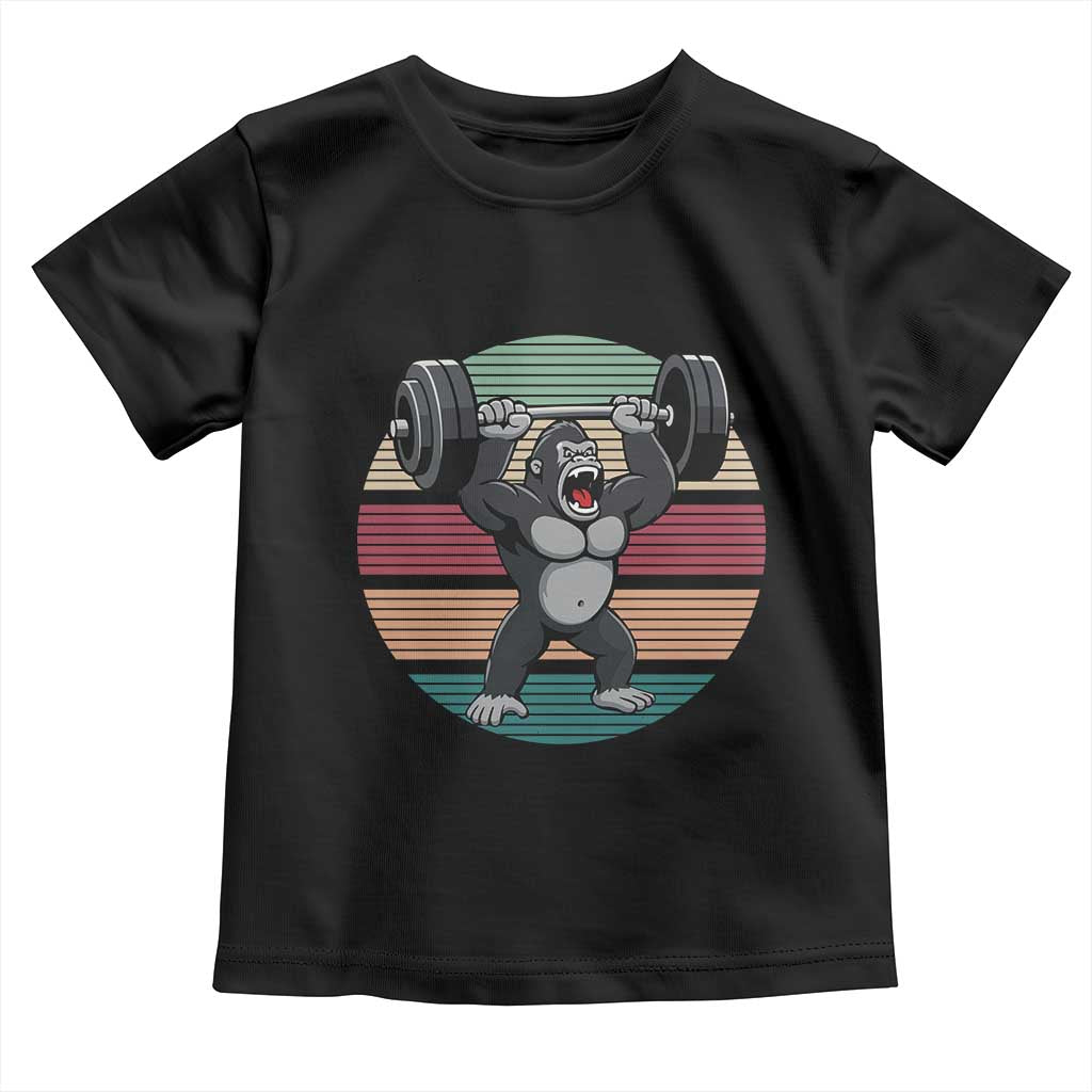 Fitness Lover Gift Toddler T Shirt Powerlifting Gorilla Strength TS12 Black Print Your Wear