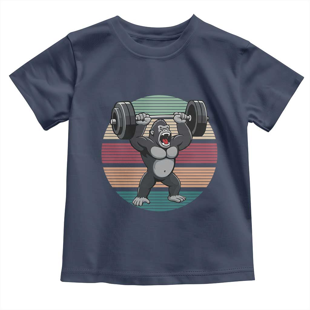 Fitness Lover Gift Toddler T Shirt Powerlifting Gorilla Strength TS12 Navy Print Your Wear