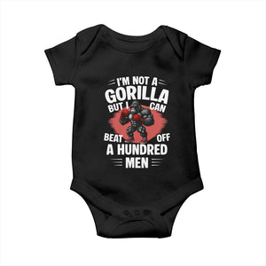 Funny Boxing Baby Onesie Not A Gorilla But I Can Beat Off A Hundred Men TS12 Black Print Your Wear