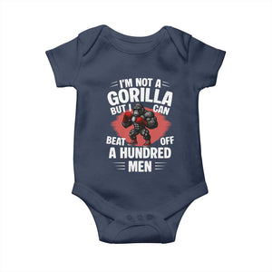 Funny Boxing Baby Onesie Not A Gorilla But I Can Beat Off A Hundred Men TS12 Navy Print Your Wear