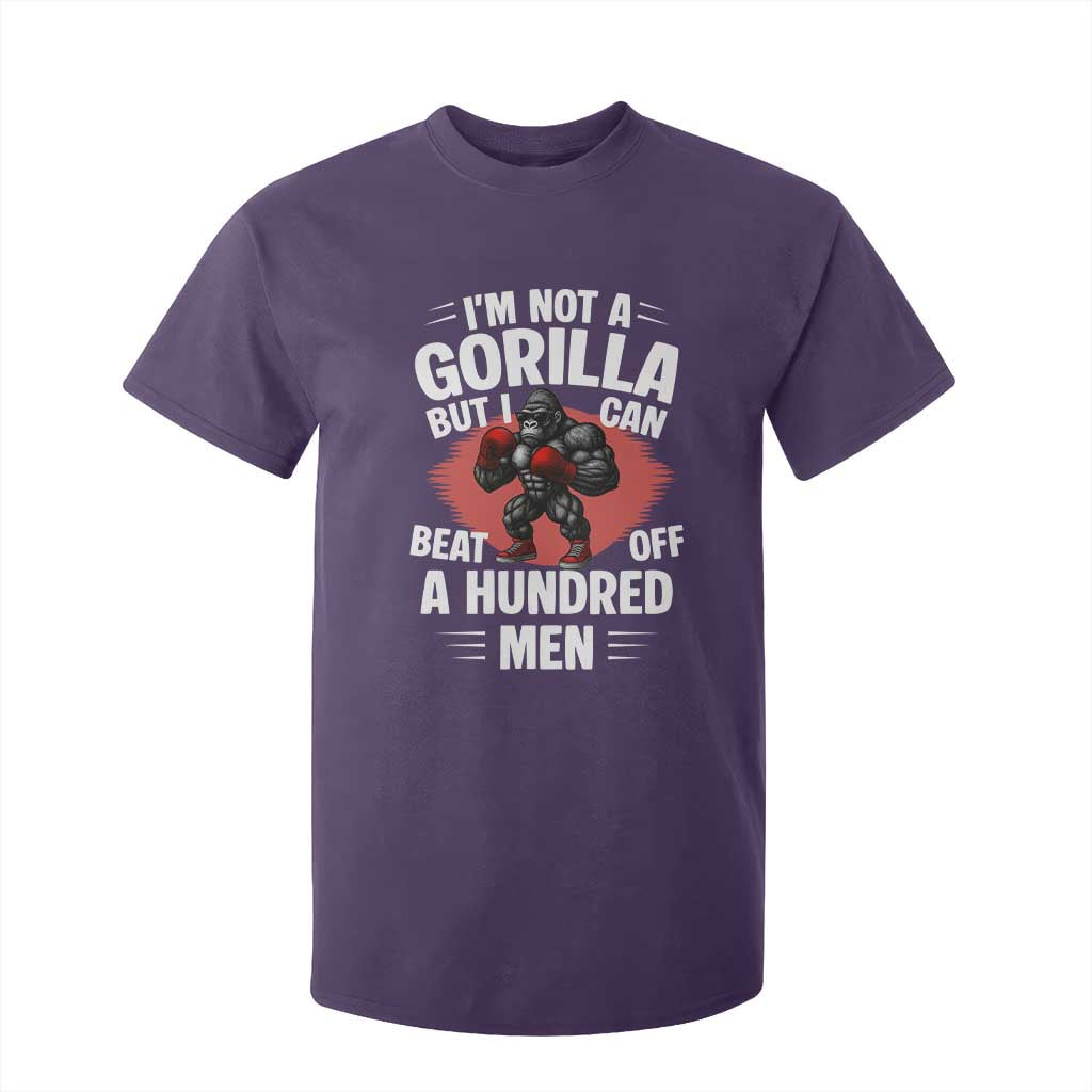 Funny Boxing T Shirt For Kid Not A Gorilla But I Can Beat Off A Hundred Men TS12 Purple Print Your Wear